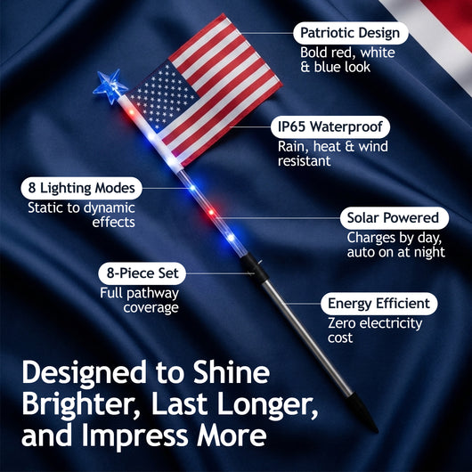 8-Piece Flag Light Set 4th of July Decorations